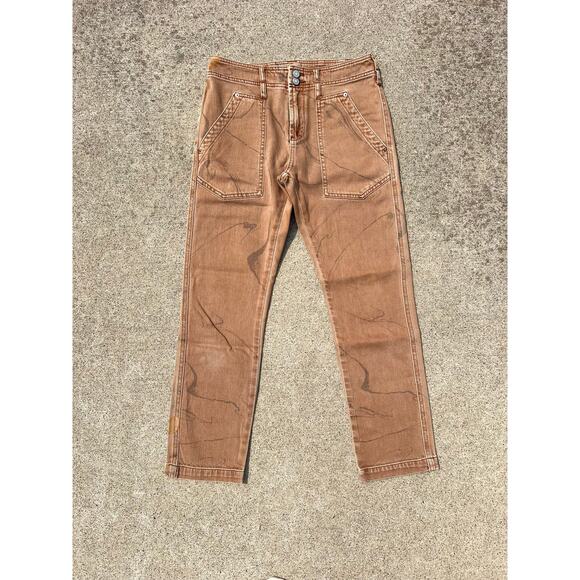 Anthropologie Pilcro Pants Women Size 26 Rust Marbled High Rise Straight Jeans - Picture 1 of 7
